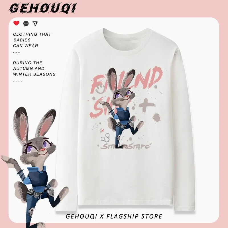 

Disney Judi Nick Clothes Spring Crazy Zootopia Couple Wearing T-shirt Men Long Sleeve Trend Instagram Everything