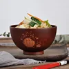 Japanese creative wooden bowl cartoon Totoro bowl soup salad rice noodle natural jujube children's log bowl tableware LX122603 2