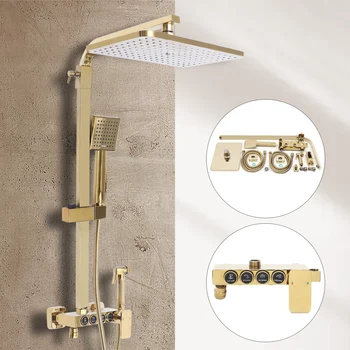 Set doccia a pioggia dorato Set doccia a mano Set doccia Sistema doccia Rubinetto doccia bagno DHL 1