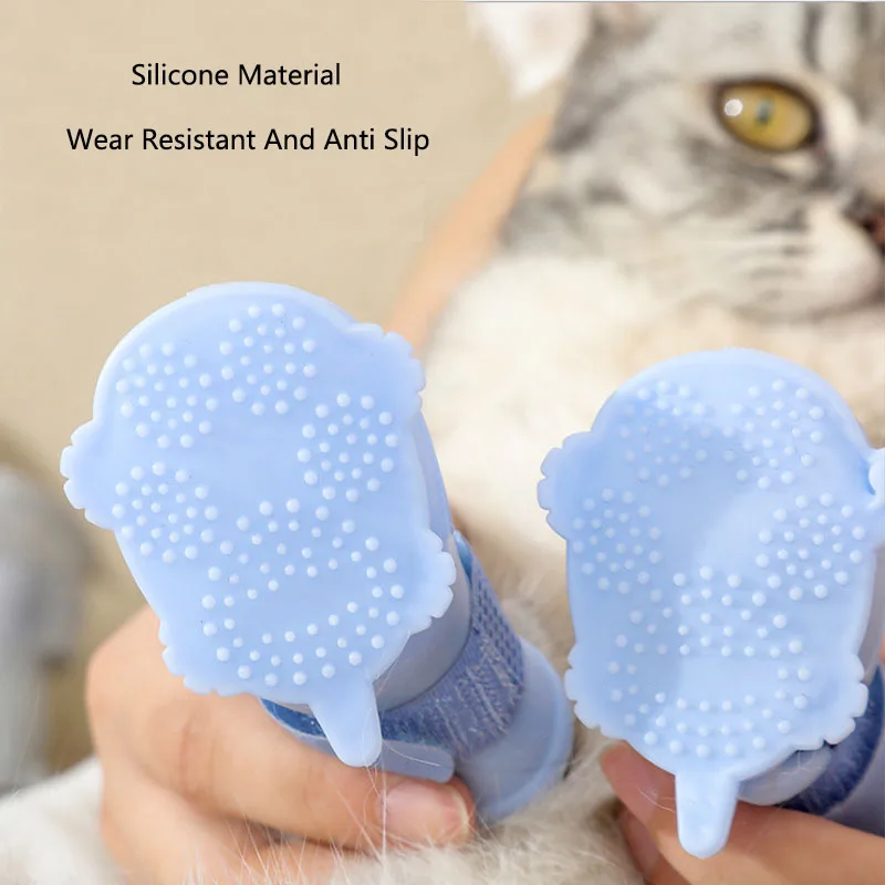 4Pcs/Set Pet Dog Rain Shoes Anti Slip Waterproof Cat Shoe Rubber Boots for Outdoor Footwear Socks Dogs Cats Foot Cover