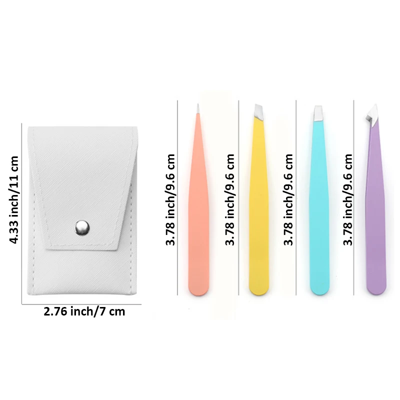 4Pcs High-Quality Eyebrow Tweezer Colorful Hair Beauty Fine Hairs Puller Stainless Steel Slanted Brow Clips Removal Makeup Tools 5