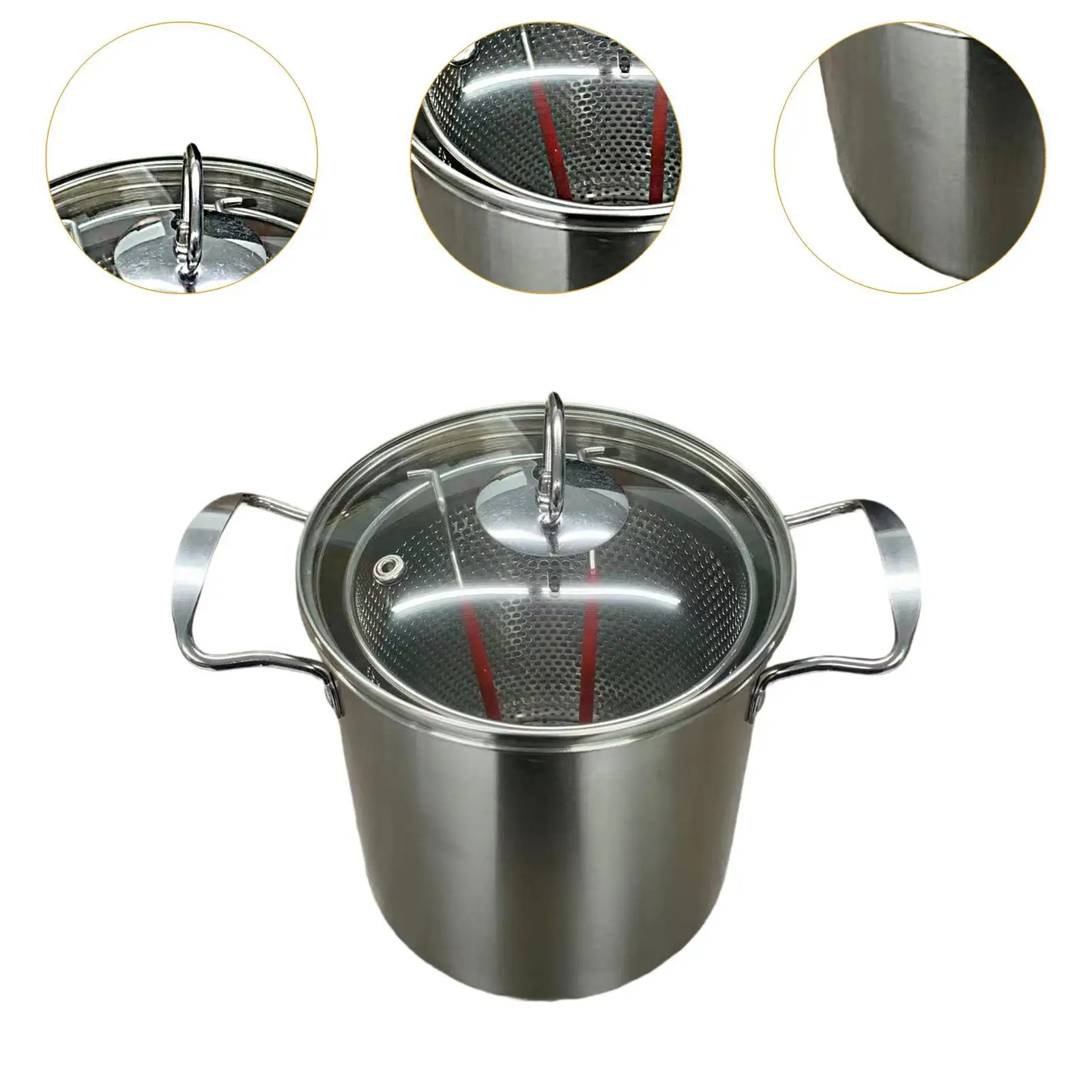 Deep Fry Pot with Handle with Strainer Basket and Lid Kitchen Frying Pot for Chicken French Fries Dining Room Kitchen Party