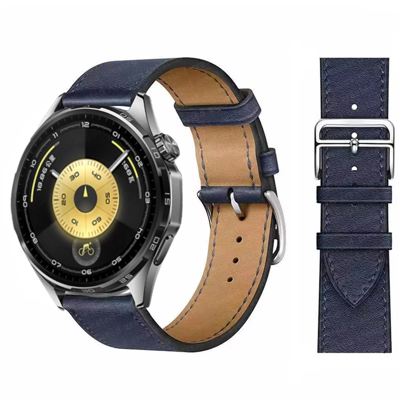 Elegant Leather Wristband Replacement for Smartwatches - 20mm/22mm Strap Bracelet