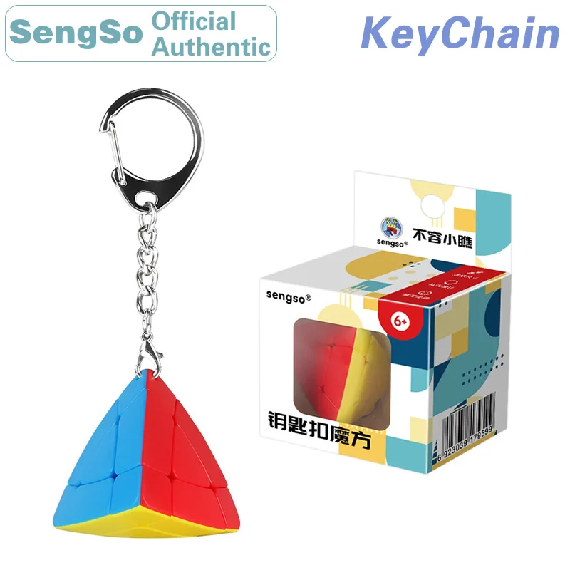 SendSo Keychain Mini 3x3x3 Pyramid Magic Cube ShengShou Pendant Chain Neo Speed Cube Puzzle Antistress Toys For Children
