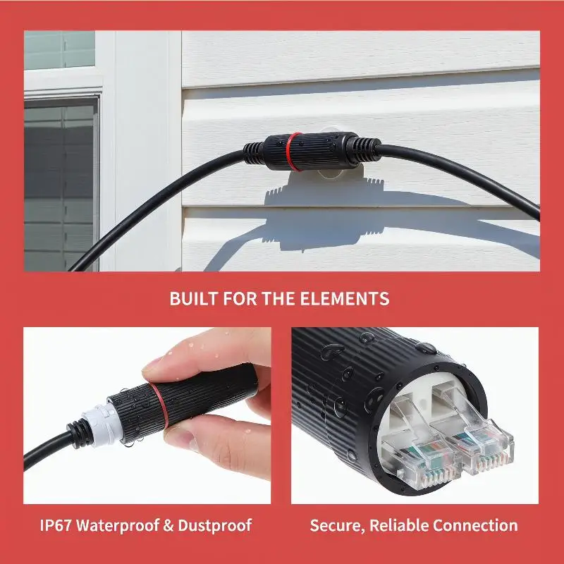 3PCS IP67 방수 RJ45 커플러, 이더넷 네트워크 직결 커넥터, 실외 LAN 케이블 연장 어댑터