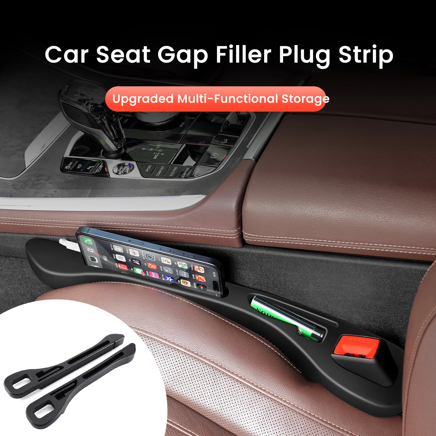 Car Seat Gap Filler Side Seam Plug Strip with Storage Organizer Universal Multifunction Leak-proof Filling Strip Car Accessories