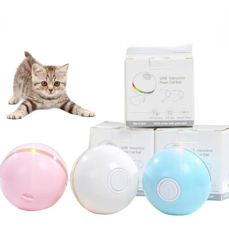 

Pet Cat Toy USB Intelligent Interactive Self Rotating Ball Automatic Rotation Ball Feather Toy LED Magic Roll Ball cat supplies