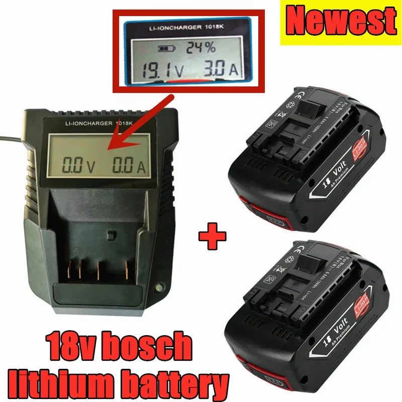 

18V6.0A Rechargeable Li-ion Battery For Bosch 18V Power Tool Backup 6000mah Portable Replacement BAT609 with Display 3A Charger