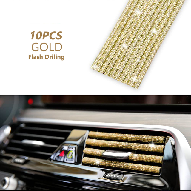 Universal Car Air Outlet Decorative Strip Car-styling Diamond Interior Moulding Air Vent Trim Conditioner Grille Sticker