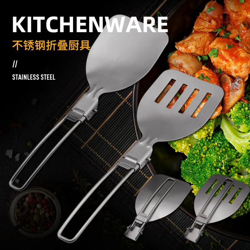 

Camping Stainless Steel Folding Cookware Spade Cooking Turner Spatula
