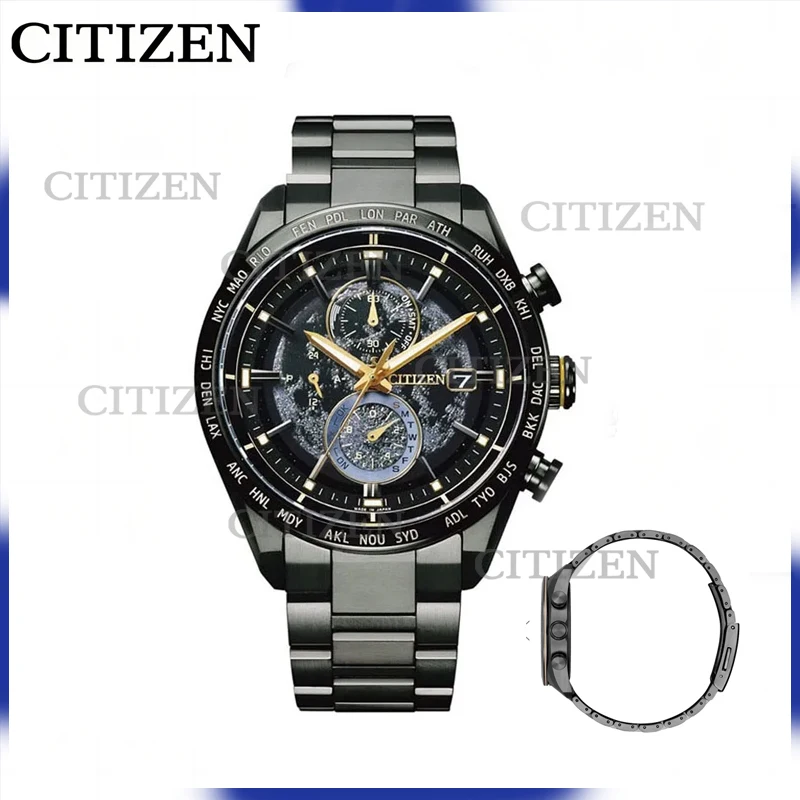 Часы Citizen Back of The Moon Мужские кварцевые, люксовые светящиеся в деловом стиле, повседневные с календарем из нержавеющей стали