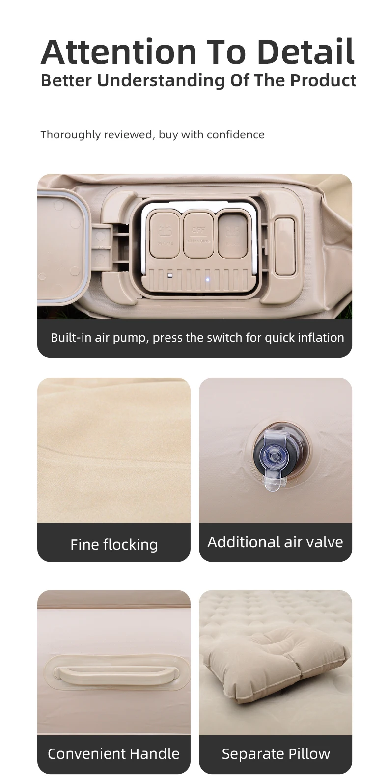 Car Travel Bed 21-Hole Foldable Air Mattress With Built-in Pump Colchon Inflable Camping Portable Outdoor Inflatable Bed