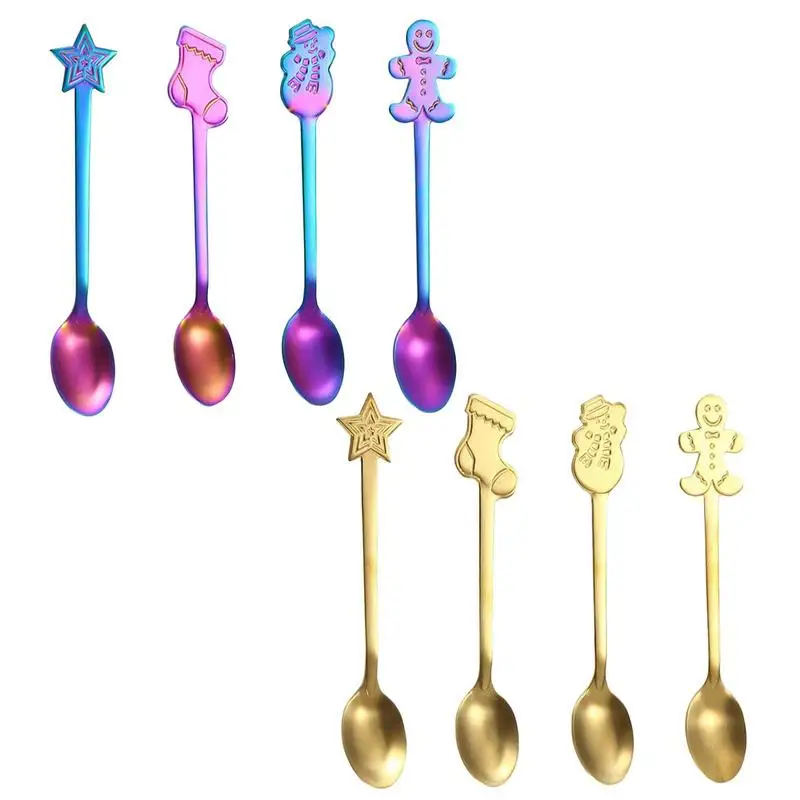 

Christmas Coffee Spoons Coffee Spoons 4 Pcs Cutlery Spoons For Stirring Food Grade Flower Spoon Set For Christmas Party Supply