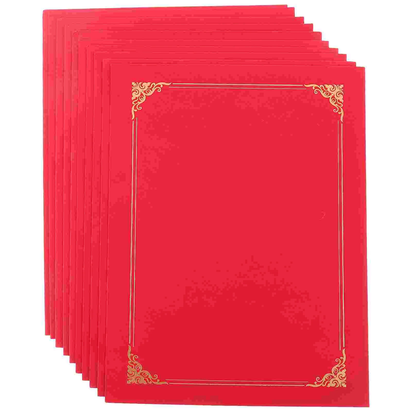 

10 Pcs Recitation Folder Certificate Paper Holder Diploma Cover Envelope Report Document Folders Award Frame Bronzing Covers