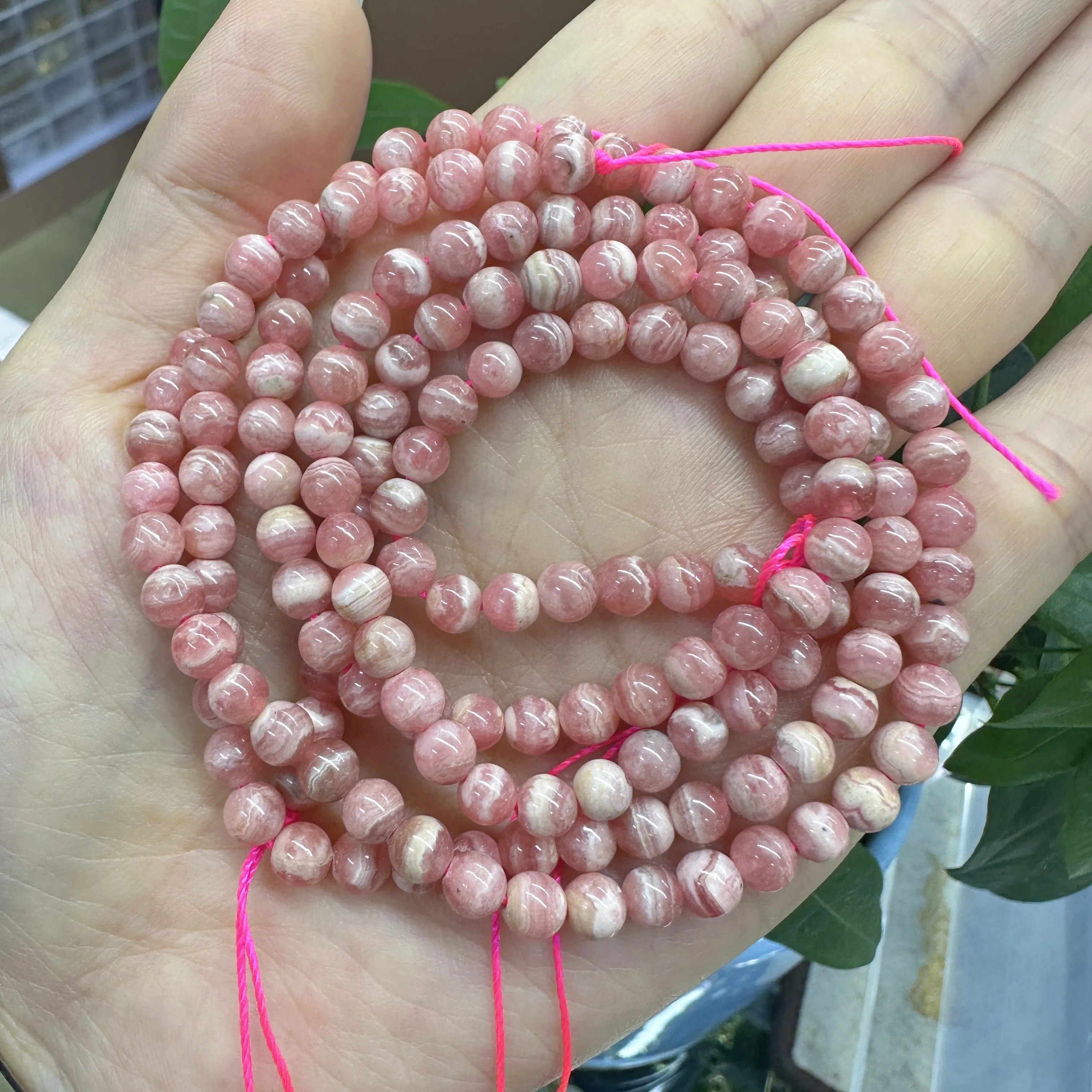 Top Grade Natural Rhodochrosite Round Bead 3/4/5/6MM Argentina Raw Ore Rhodonite Stone Noble Pink Dialogite Gems For DIY Jewelry