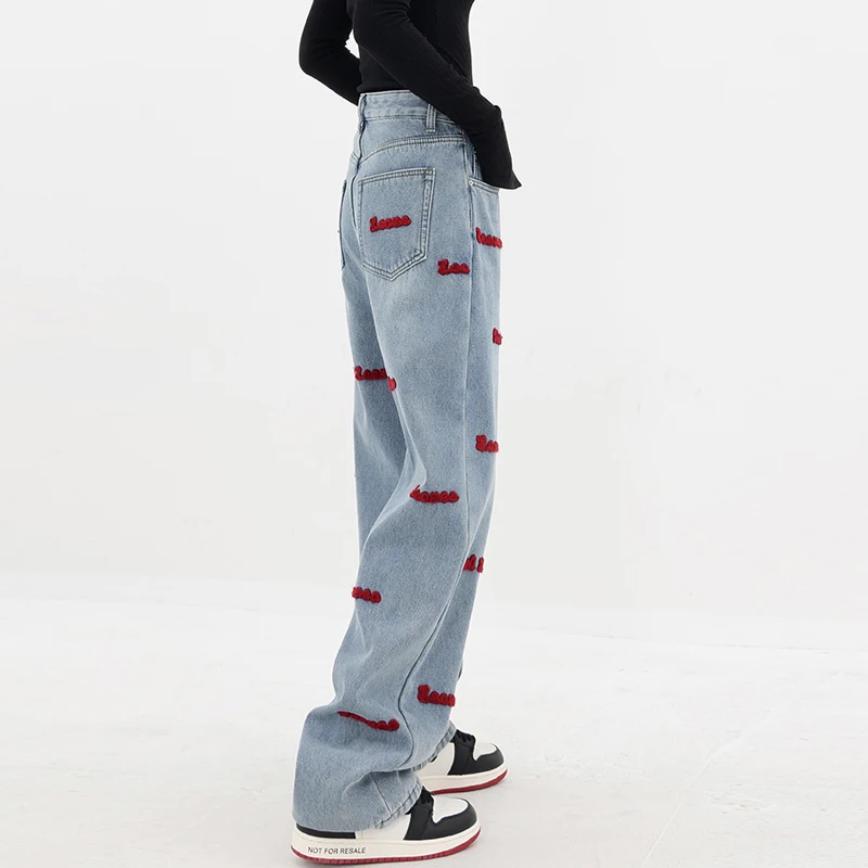 Blue High Waist Jeans For Women Summer 2023 Fashion Y2k Streetwear Korean Baggy Denim Pants Straight Leg Trousers Boyfriend Jean
