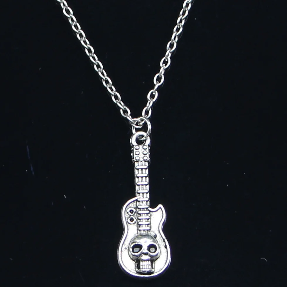

20 шт. Новое модное ожерелье 32x11 мм Подвески в виде гитарного черепа Короткие Длинные женские и мужские Подарочные ювелирные изделия Чокер