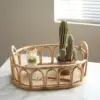 Rattan Woven Basket Oval Fruit Serving Tray with Handle Desktop Storage Box for Fruits Sundries Snacks Kitchen Counter Organizer 1