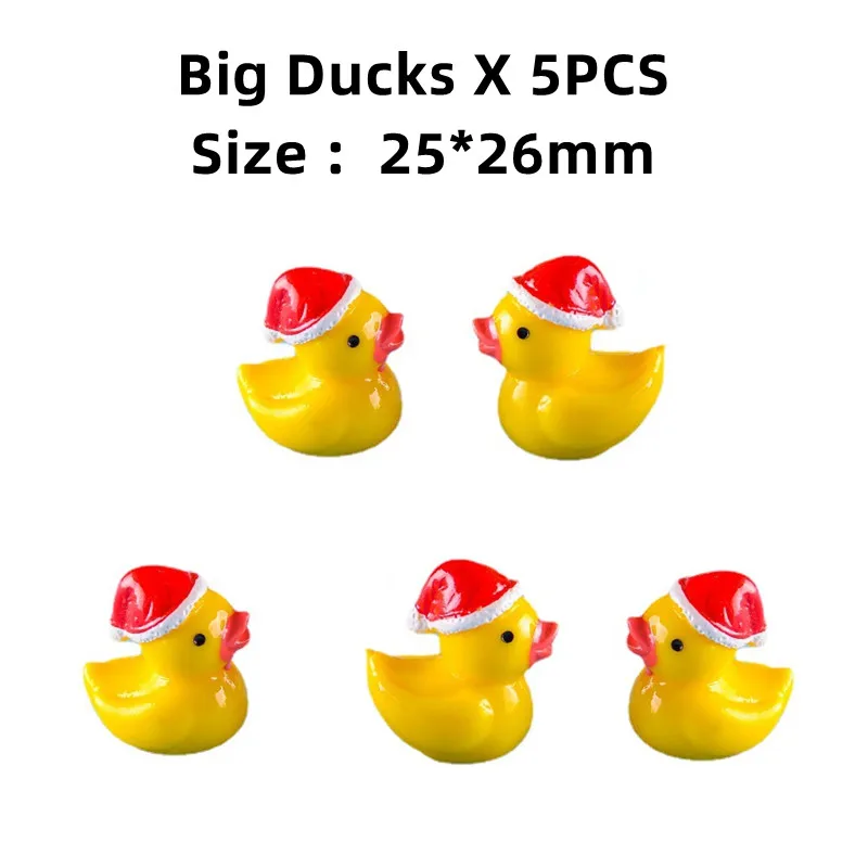 Marsui 100 Pcs Christmas Duck Charms - Mini Resin Ducks With Hats For Decor, Crafts, Ornaments