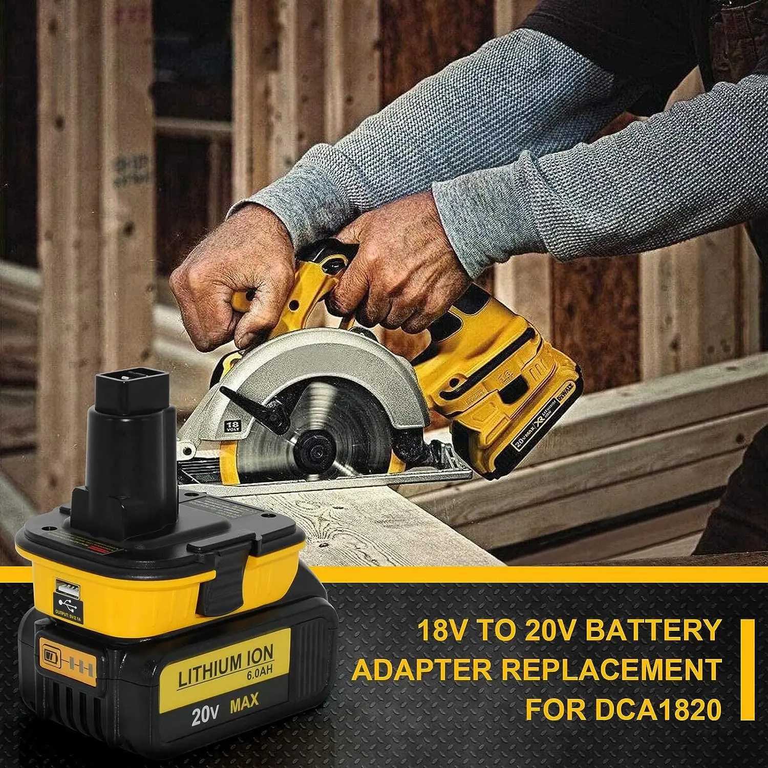 Dewalt 18V 도구 용 20V 배터리 어댑터 DCA1820 USB가있는 DC9096 DE9098 DE9096 용 Dewalt 20V 리튬 배터리 변환