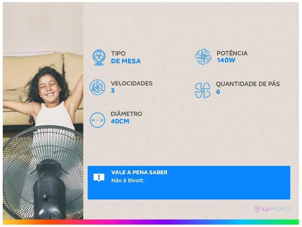 Ventilador Mondial Super Power 40cm 6 Pas 3 Velocidades 140W - 110V 2