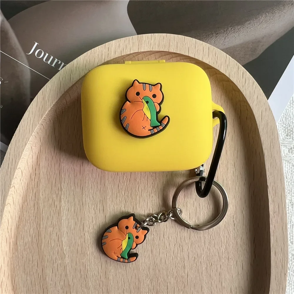 Cartoon Cat Silicone Headphone Case with Keyring
