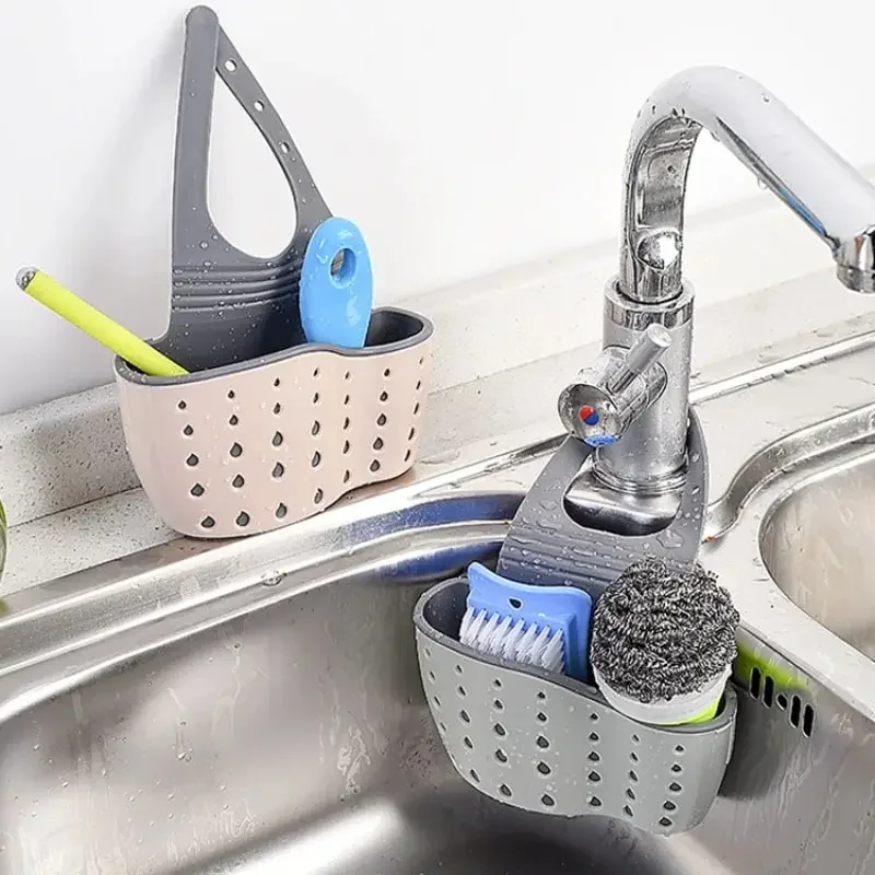 Kitchen Drain Basket Home Storage Adjustable Soap Sponge Shelf Hanging