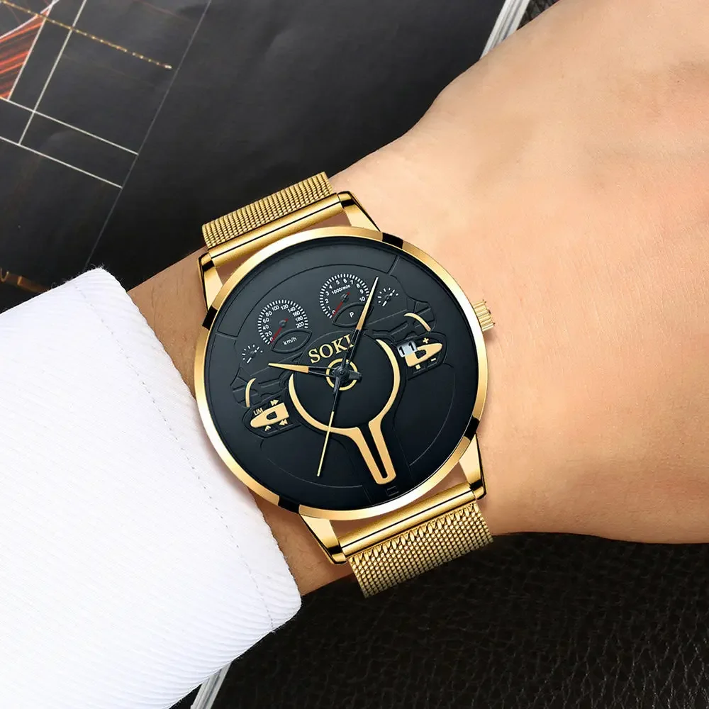 

Europe and The United States Hot Fashion Steel Strap Men's Watch Trend Retro Watch Student Sports Quartz Watch Hot Sale