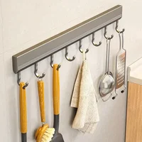 Support mural à crochets sans perçage pour ustensiles de cuisine, rangement de salle de bain, porte-serviettes et manteaux 3