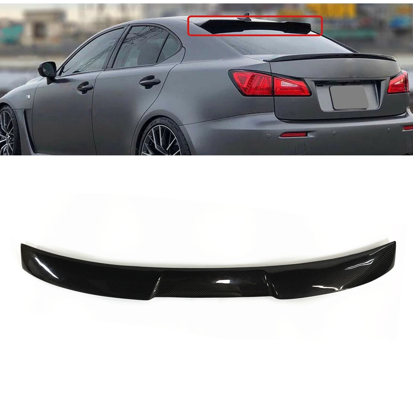 

Rear Spoiler Roof Wing For LEXUS IS250 IS300 IS350 ISF IS-F 2006 2007 2008 2009 2010 2011-2013 Carbon Fiber Trunk Splitter Lip