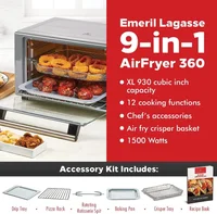 Emeril Lagasse Everyday 360 Air Fryer, 360° Quick Cook Technology, XL capacity,12 Pre-Set Cooking Functions including Bake 2