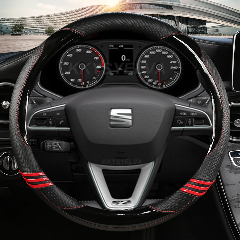 VLMCAR-Carbon Fiber Steering Wheel Trim Cover For Seat Cupra Ateca MK4 2023 With Paddles Private Custom Leon Cupra