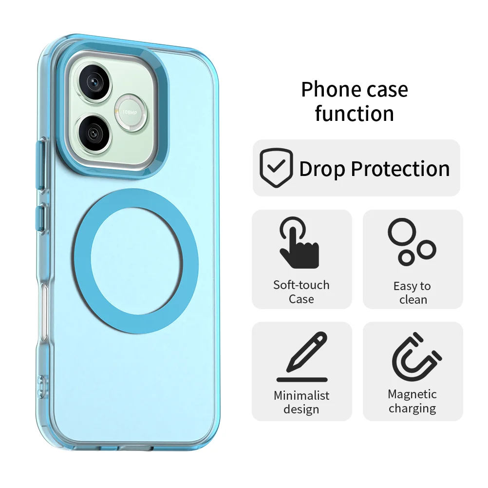 Matte Clear MagSafe-Compatible Wireless Charging Case with Candy Cover
