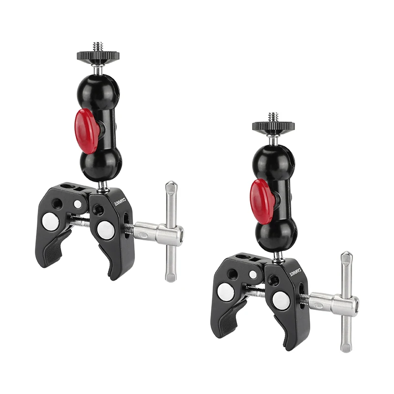 

Kayulin Universal Magic Arm Multi Functional Ball Head Super C Clamp Double Ball Adapter with Bottom Clamp For Monitor/Led Light