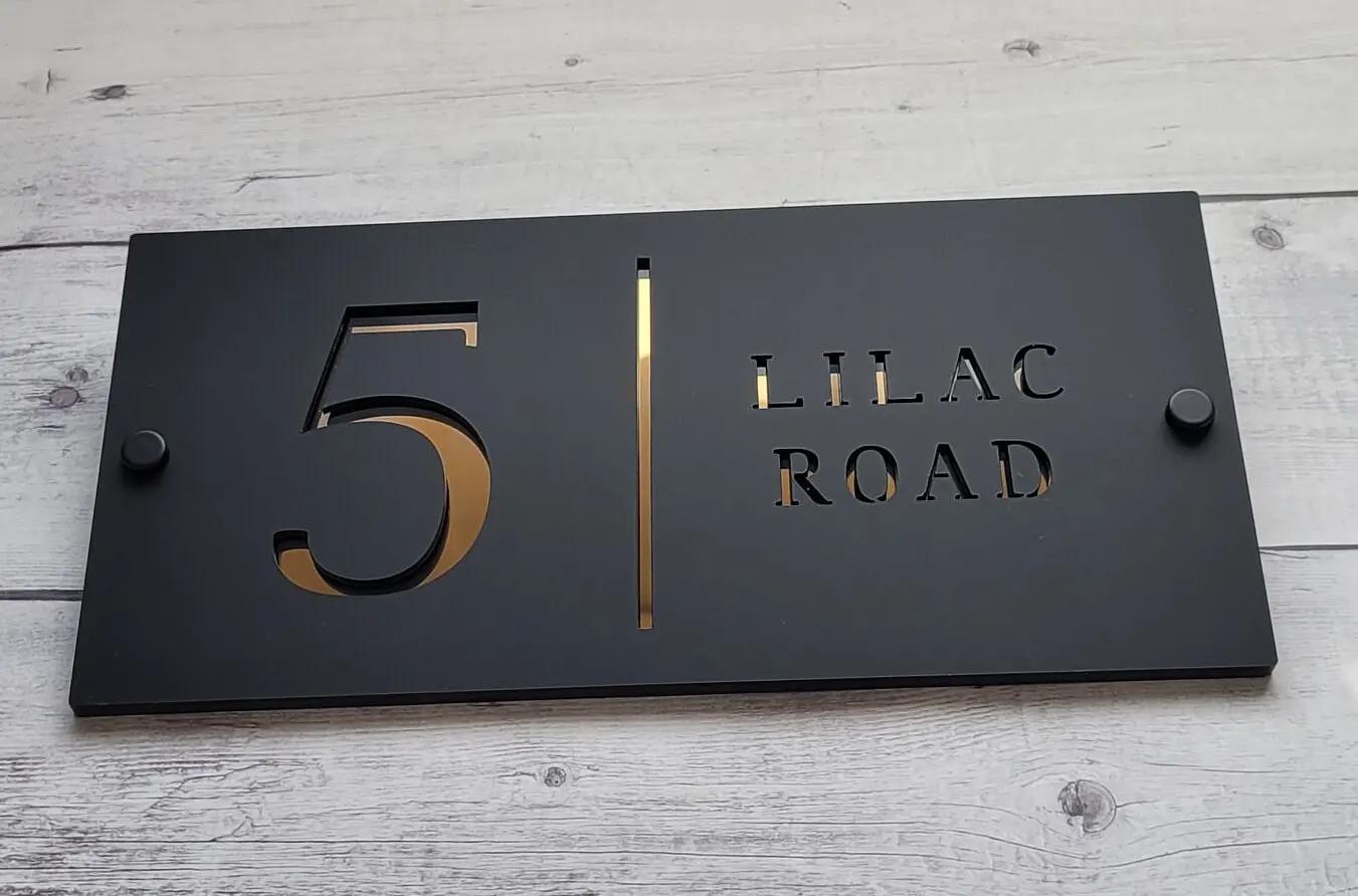 Customizable Outdoor Decorative Matte Grey Address Nameplate and House Number Plaque with Customizable Content house number signs house wall plaques