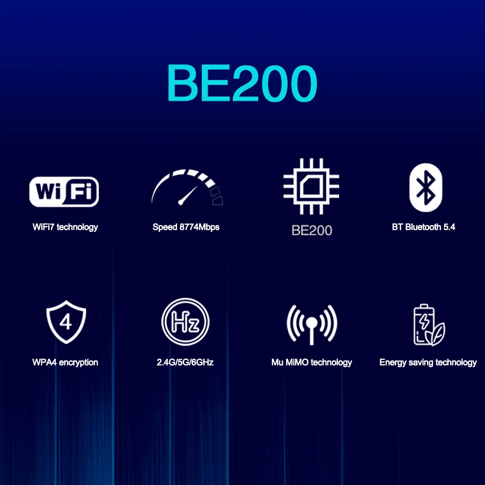 WiFi network card wireless network card network card WiFi 7 Mini PCI-E BE200 BE200HMW 8774Mbps 2.4G/5G/6Ghz for Bluetooth 5.4 802.11BE for laptop