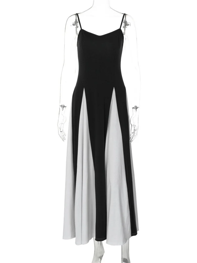 Wmstar Dresses for Women Wholesale Sleeveless Halter Loose Patchwork Color Elegant Casual Sexy Long Dress New in Summer