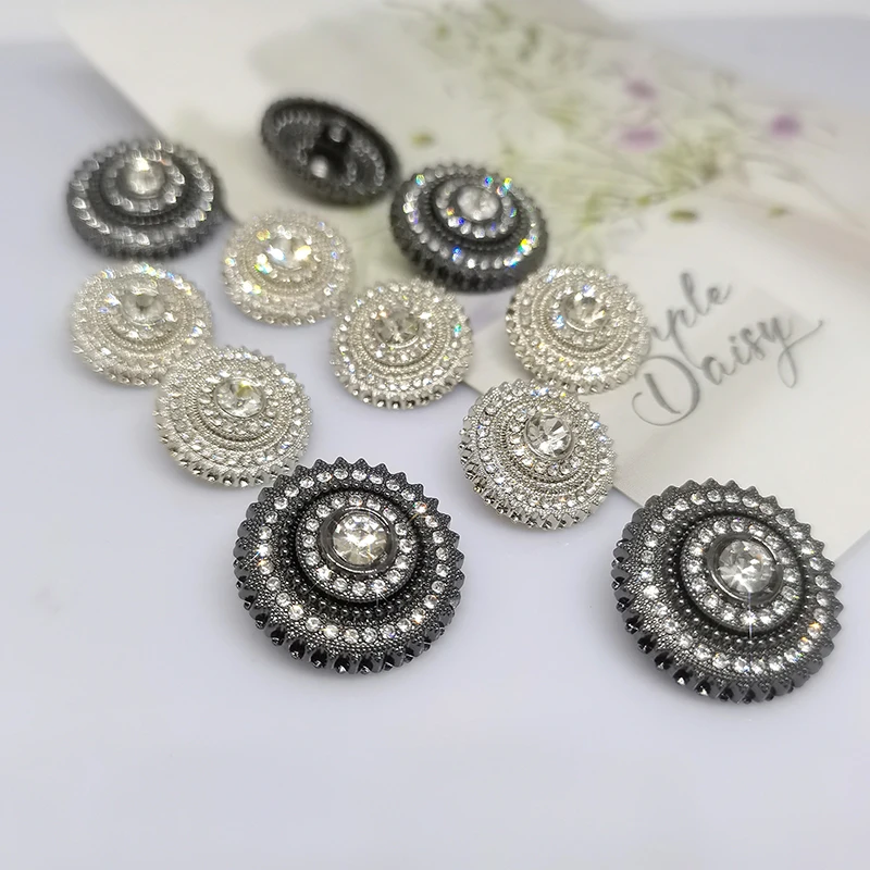 Description Picture 6 of item18/23MM Fashion Luxury Rhinestone Round Buttons Of Clothing High Quality Silver Black Decor Button Makers Crafts Apparel DIY