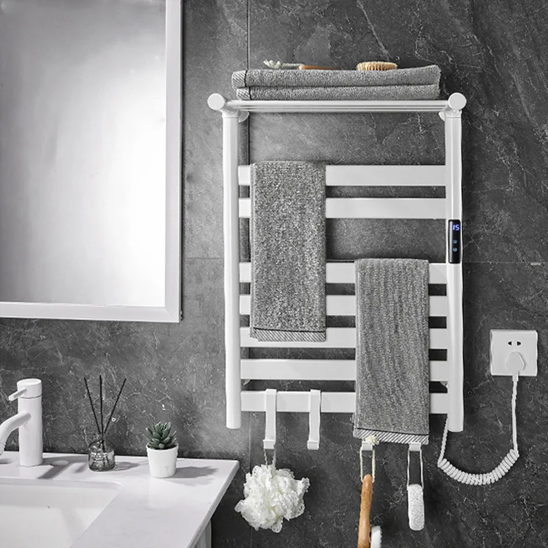 Black/White/Gray Towel Dryer electric towel rack Digital Display Electric Towel Rack With Shelf Bathroom Temperature Control Timing Warmer.
