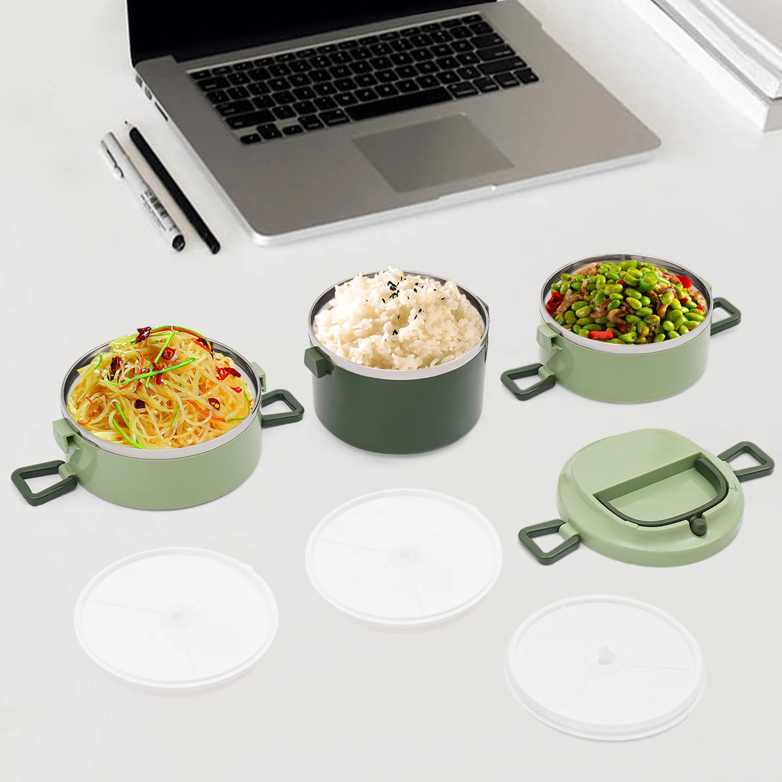 84oz/2,4L 3-stufige Lunchbox, Lunchbox aus Edelstahl 304, auslaufsicher und isoliert – Detail 7