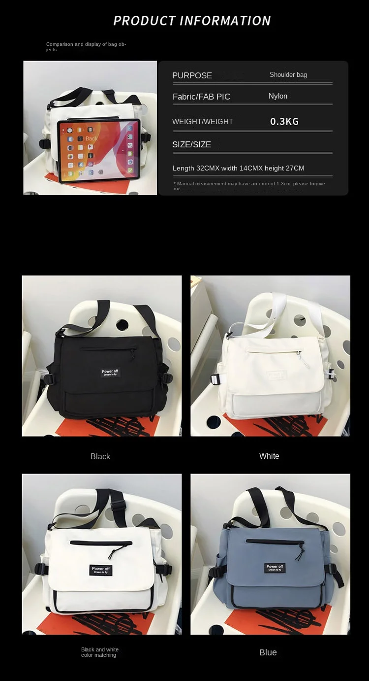 S296b68fee99f4280a088459690c2f39bn Japanese Harajuku Crossbody Bags Women Preppy Style Patchwork Color Shoulder Bag Collage Student Messenger Bag Handbags