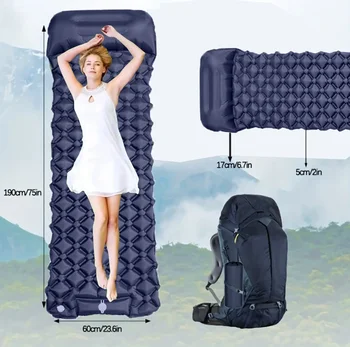 Outdoor Camping Inflatable Mattress with Pillows – Ultralight Sleeping Pad with Built-in Pump for Hiking, Backpacking & Travel 1