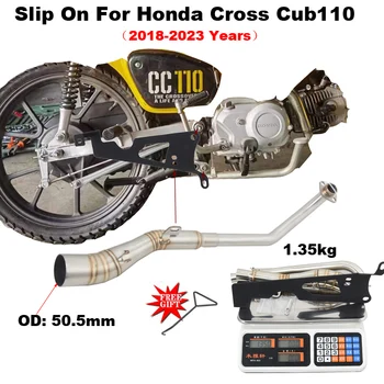 Slip On For Honda Cross Cub110 CC110 2018-2023 Motorcycle Exhaust Escape Systems Modify Front Link Pipe Connecting 51mm Muffler