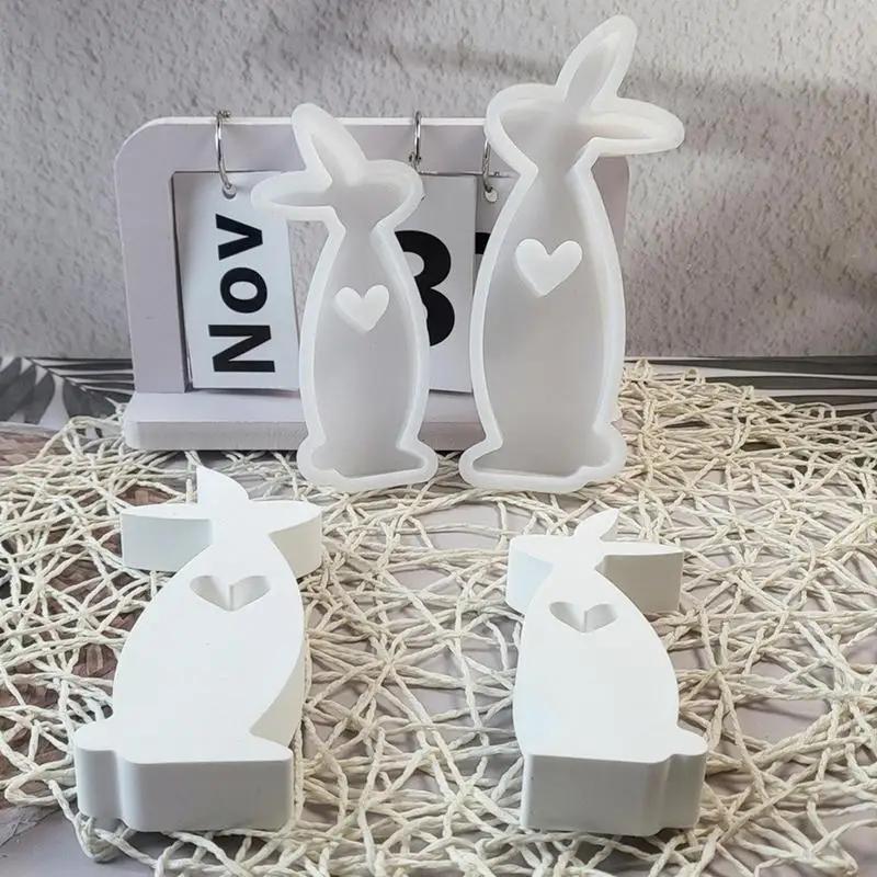 Easter Bunny Silicone Mold Reusable Bunny Heart Gypsum Soap Molds Easter Bunny Crafts Candle Making Supplies Handmade Spring