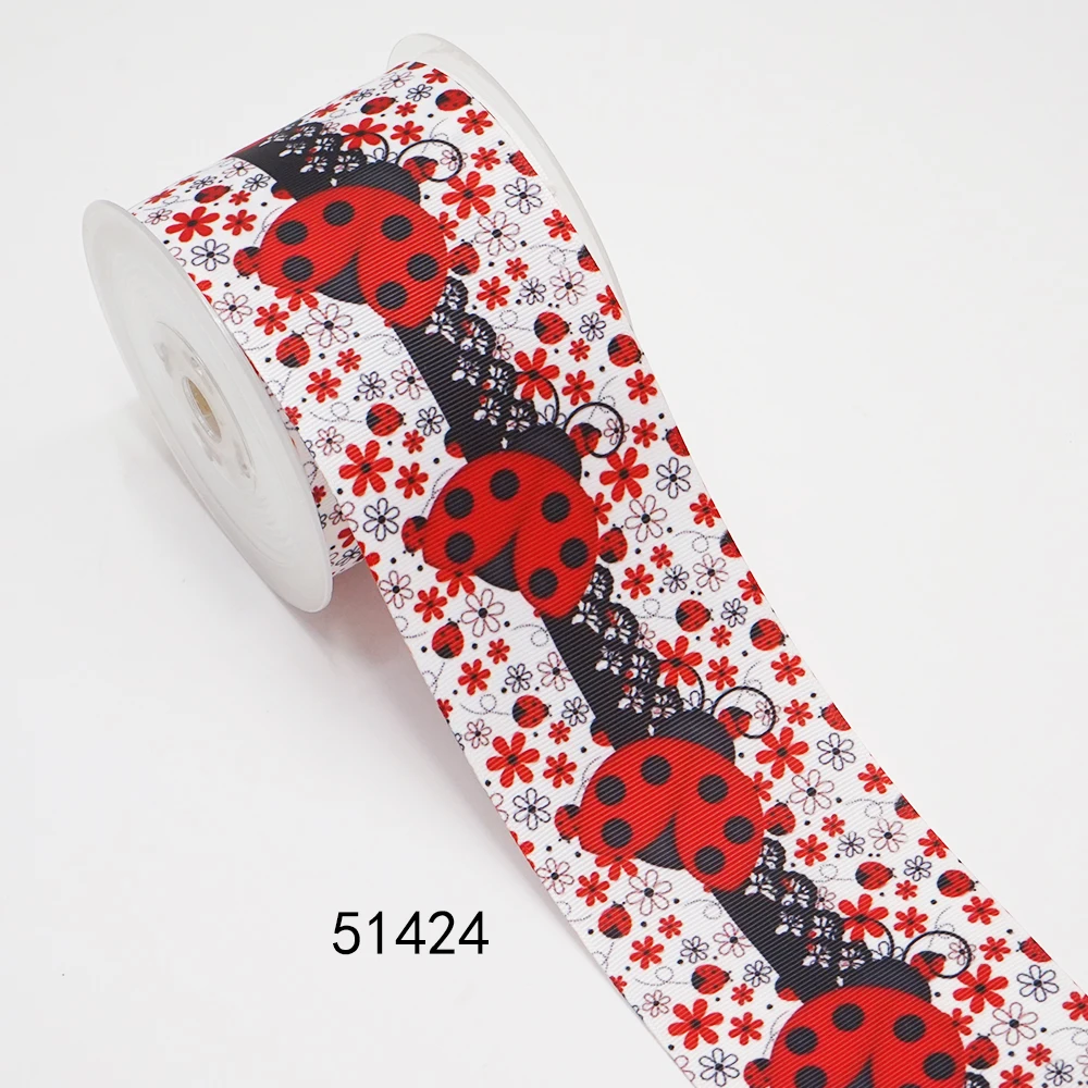 Grosgrain Ribbon DIY Cartoon Insects Printed Grosgrain Ribbon For Craft Supplies Sewing Accessories 5 Yards Planar Resins Mold 10 Pieces