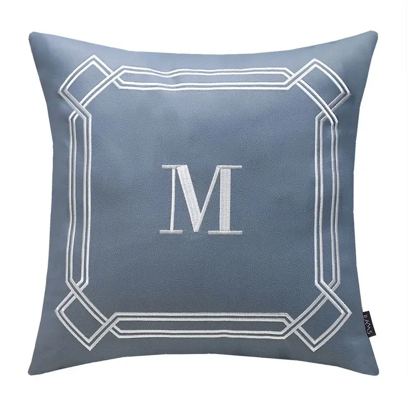 

Superfine Nordic Leather Letter M Cushion Pillowcases Embroidery Orange Office Living Room Decoration Home Cafe Sofa Car Hotel