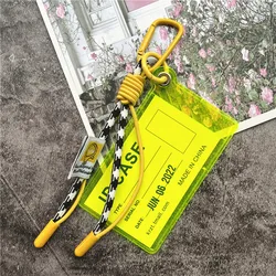Pink Lanyard with Colorful Card Holder and Metal Keyring (Yellow)