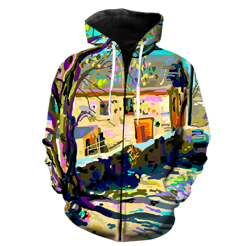 thumbnail image 1 of Sudadera con capucha con cremallera y pintura artística impresa en 3D abstracta para hombres y niños, sudaderas con capucha de hip hop para adolescentes, ropa de calle, sudaderas holgadas Harajuku, 1 of 5