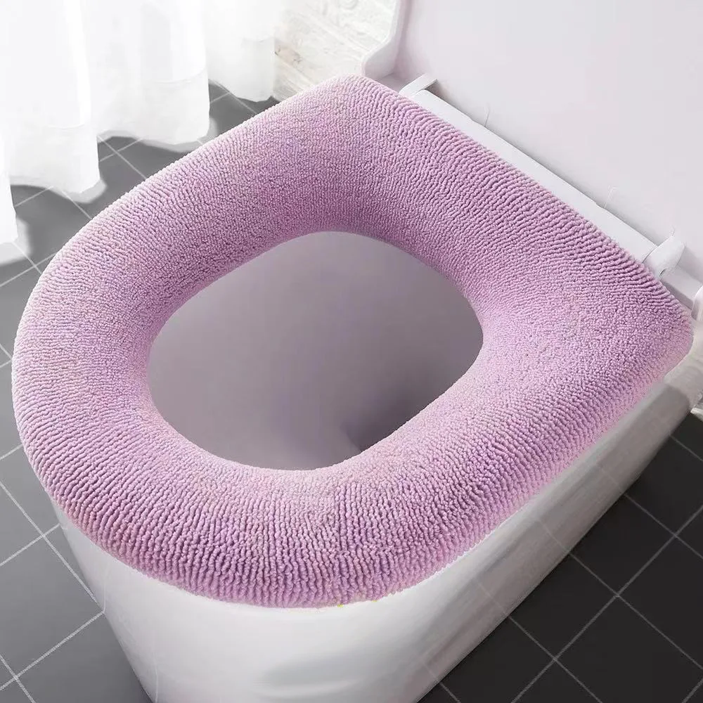 Universal Toilet Seat Cover Pure Color Pumpkin Pattern Closestool Mat Soft Warm Toilet Seat Cushion Bathroom Toilet Accessories 4