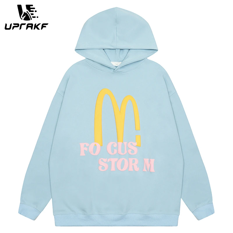 UPRAKF Streetwear Pullovers Casual Sweatshirt Funny Letter Graphic Print Cotton Hoodie Baggy Y2K Oversize High Quality Top